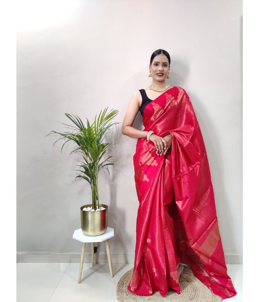     			JULEE Silk Self Design Saree With Blouse Piece - Red ( Pack of 1 )