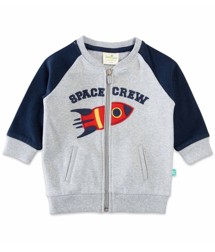     			JusCubs Boys Cotton Lycra Infants Embroidered Sweatshirt - GREY (Pack of 1)