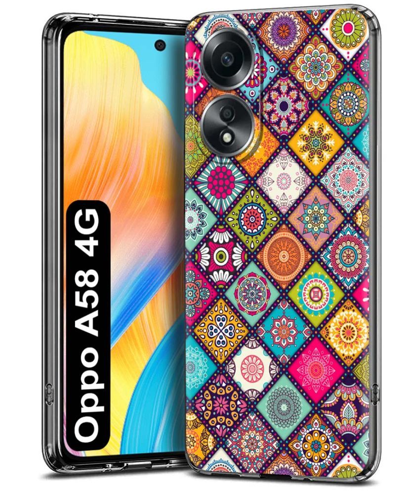     			NBOX - Multicolor Printed Back Cover Silicon Compatible For Oppo A58 4G ( Pack of 1 )