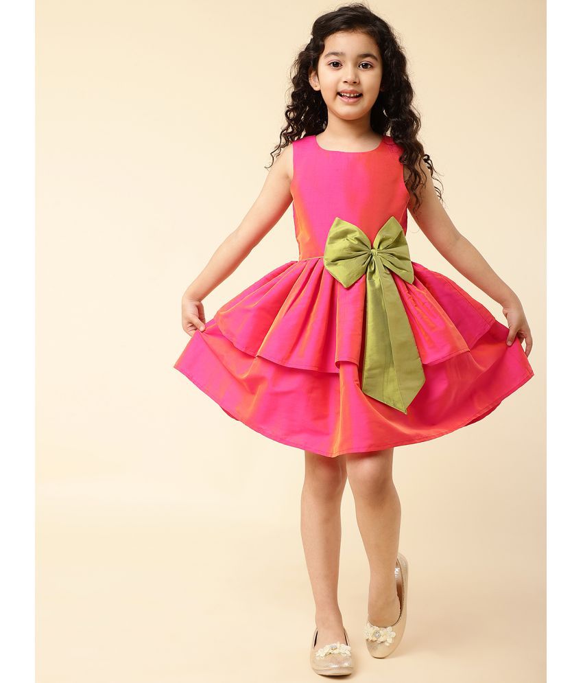     			A.T.U.N. Hot Pink Polyester Girls Frock ( Pack of 1 )