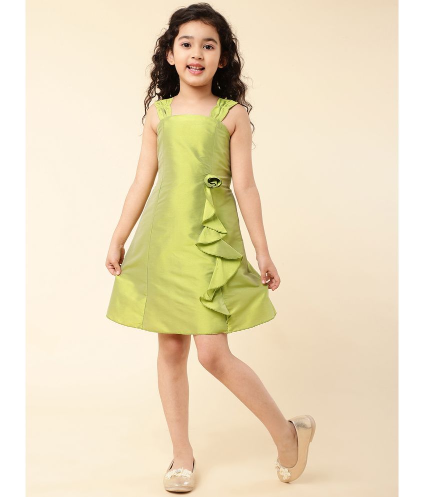     			A.T.U.N. Polyester Fit And Flare Dress For Girls ( Pack of 1 , Lime Green )