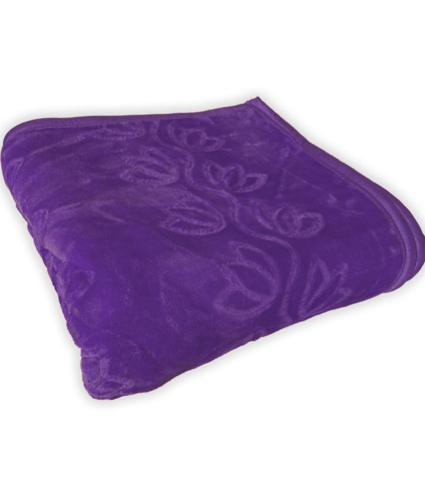    			CG HOMES Mink Floral Double Blanket ( 200 cm x 205 cm ) Pack of 1 - Purple
