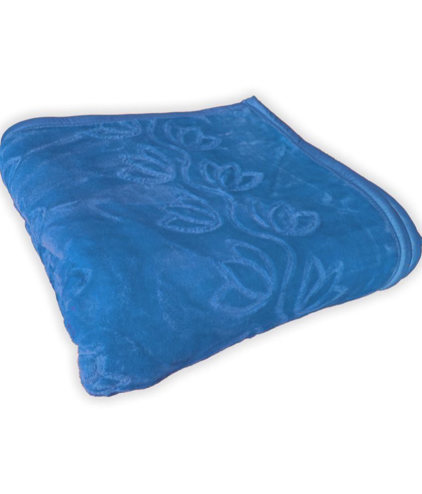     			CG HOMES Mink Floral Double Blanket ( 200 cm x 205 cm ) Pack of 1 - Blue