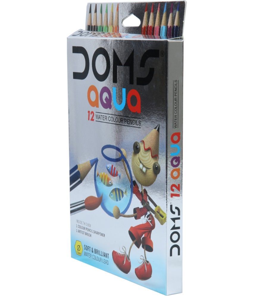     			DOMS Aqua Water-Soluble Hexagonal Shaped Color Pencils (Set of 4, Multicolor)