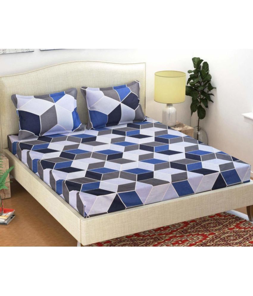     			Decent Home Microfiber Geometric Double Bedsheet with 2 Pillow Covers - Grey