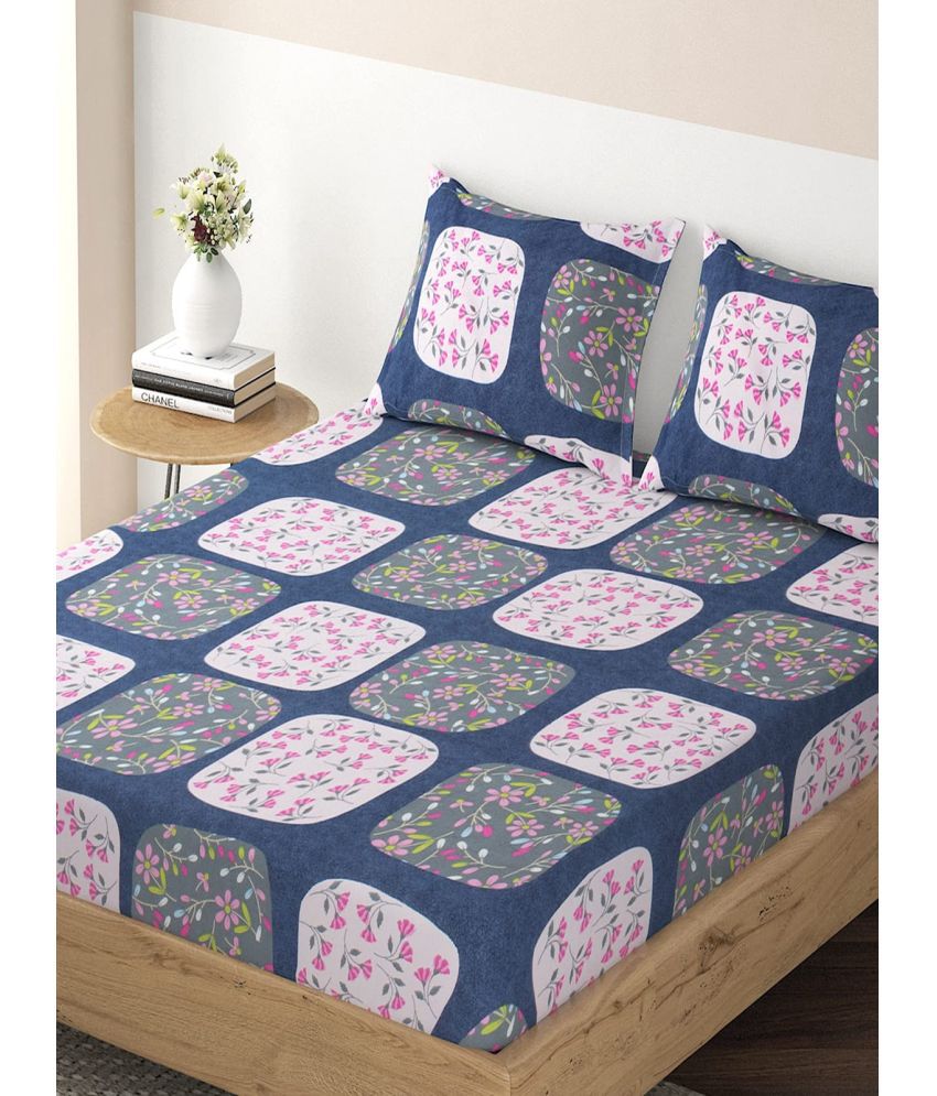     			HOKIPO Microfibre Floral Fitted Fitted bedsheet with 1 Pillow cover ( Single Bed ) - Pink