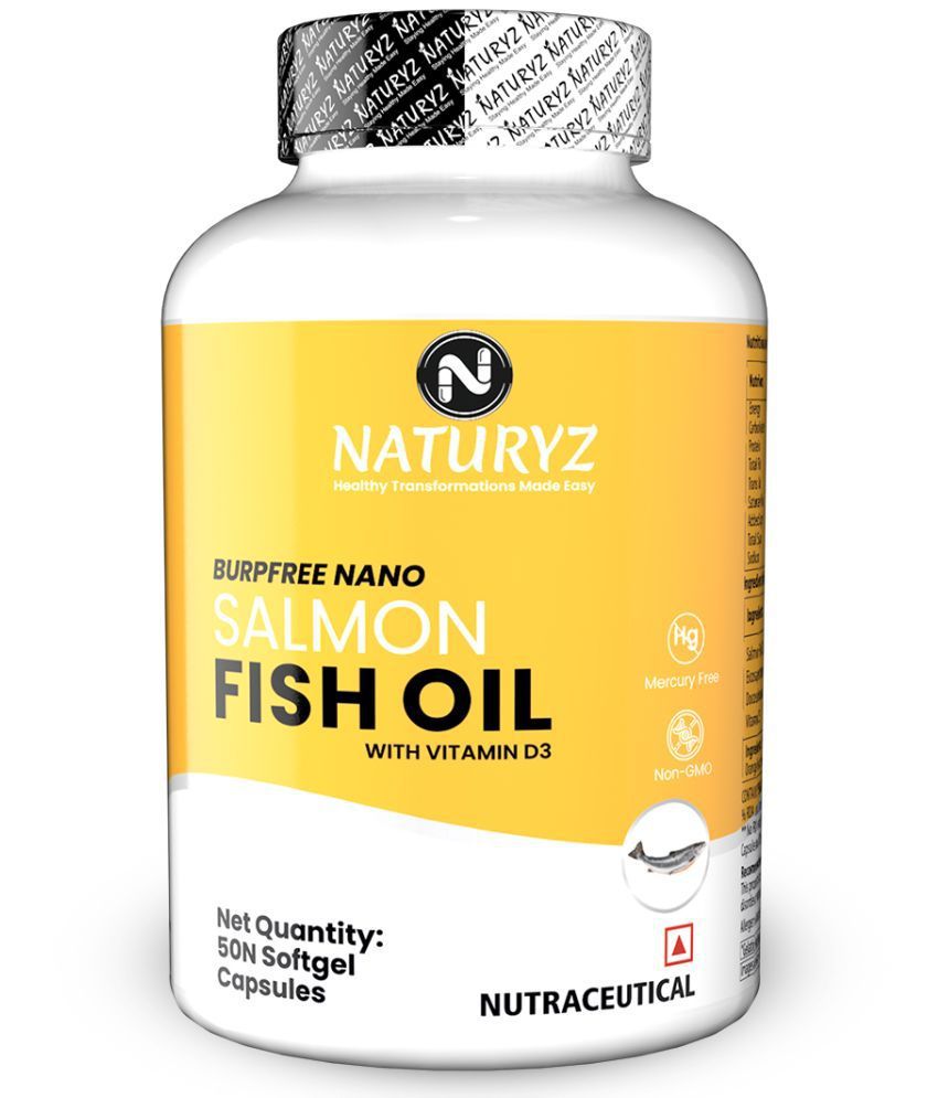     			NATURYZ BURPFREE SALMON Fish Oil 2000 Mg with Vitamin D3 for Skin, Eyes, Heart & Brain, 50 Softgels