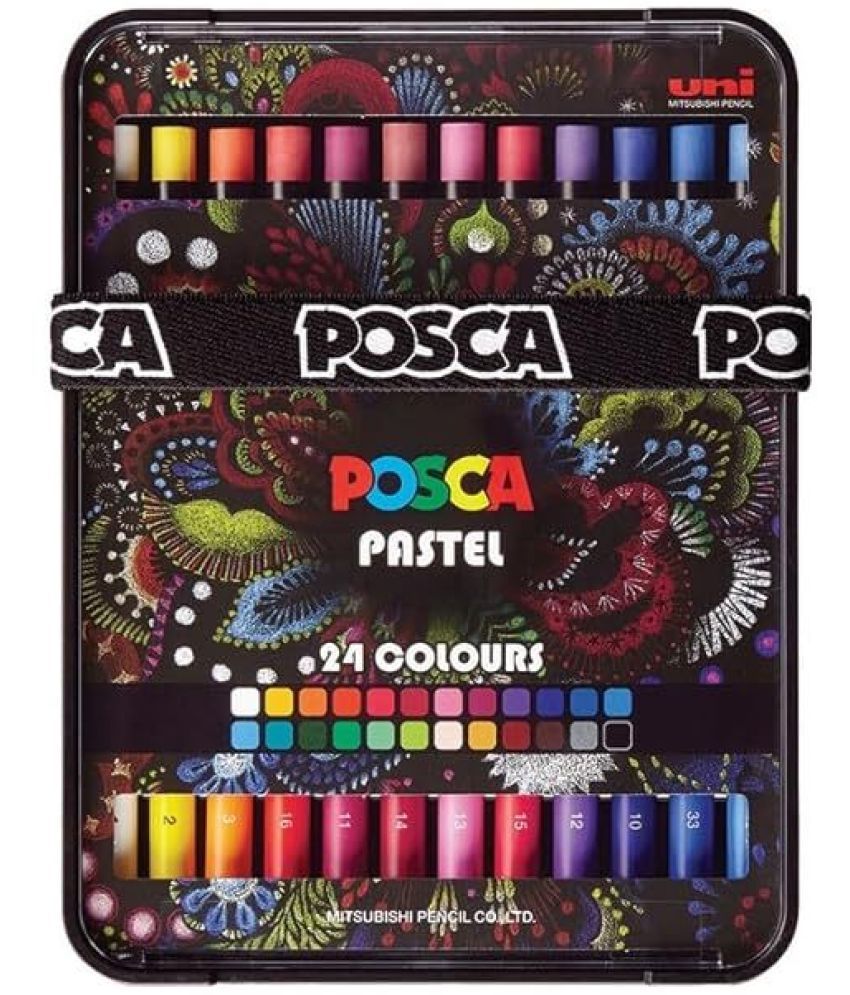     			uni-ball Posca KPA-100 Non-Toxic, Smooth and Strong Pastel Colour Pencil Set | Round Shaped Color Pencils (Set of 24, Multicolor)