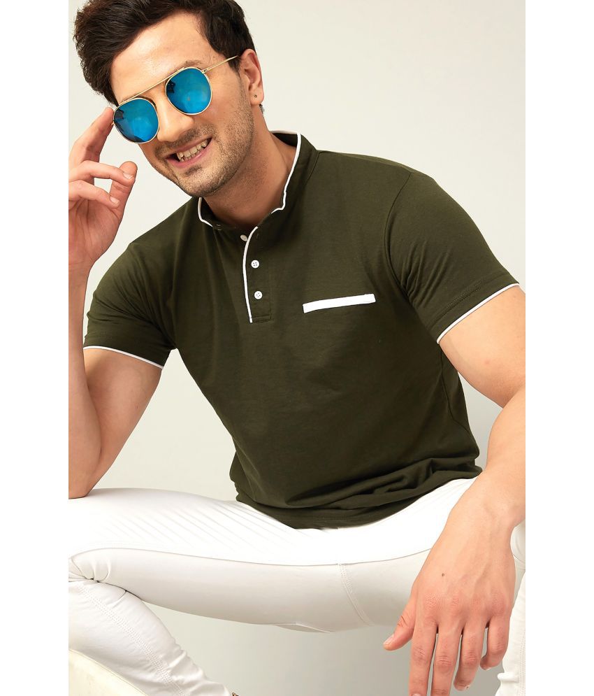     			AUSK Cotton Blend Regular Fit Solid Half Sleeves Men's T-Shirt - Green ( Pack of 1 )