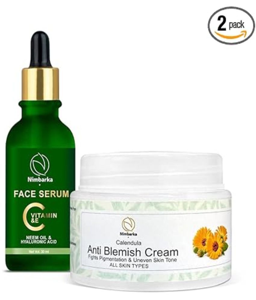     			Nimbarka Face Serum Vitamin C+E 30 ml With Calendula Anti Blemish Cream 50 ml (Pack of 2)