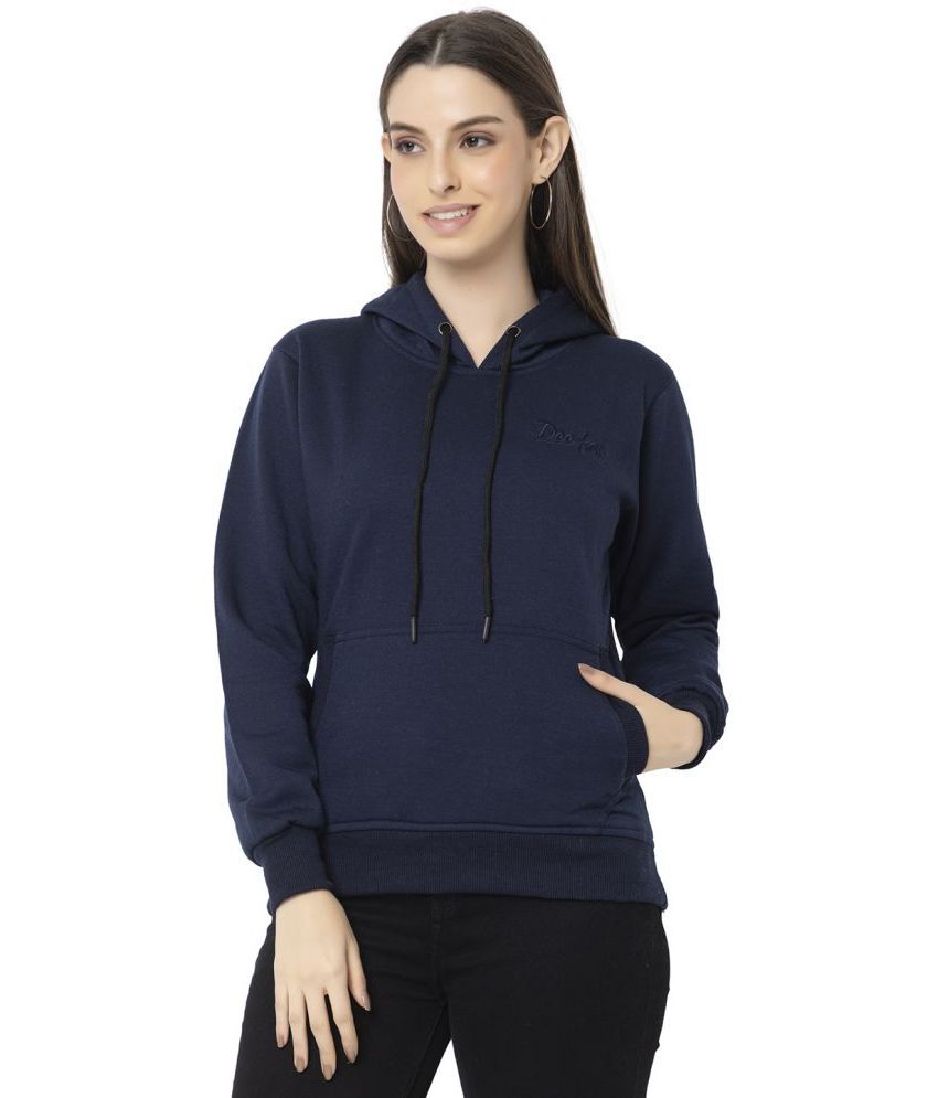     			DeeFab Fleece Women's Hooded Sweatshirt ( Navy )