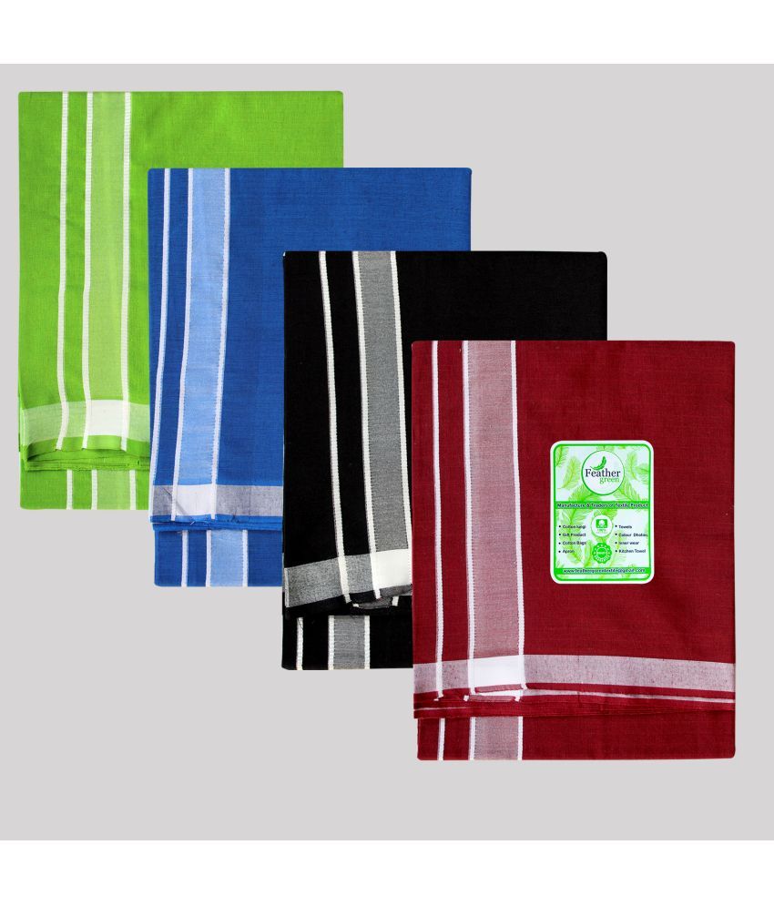     			Feather Green - Multicolor Cotton Men's Lungi ( Pack of 4 )