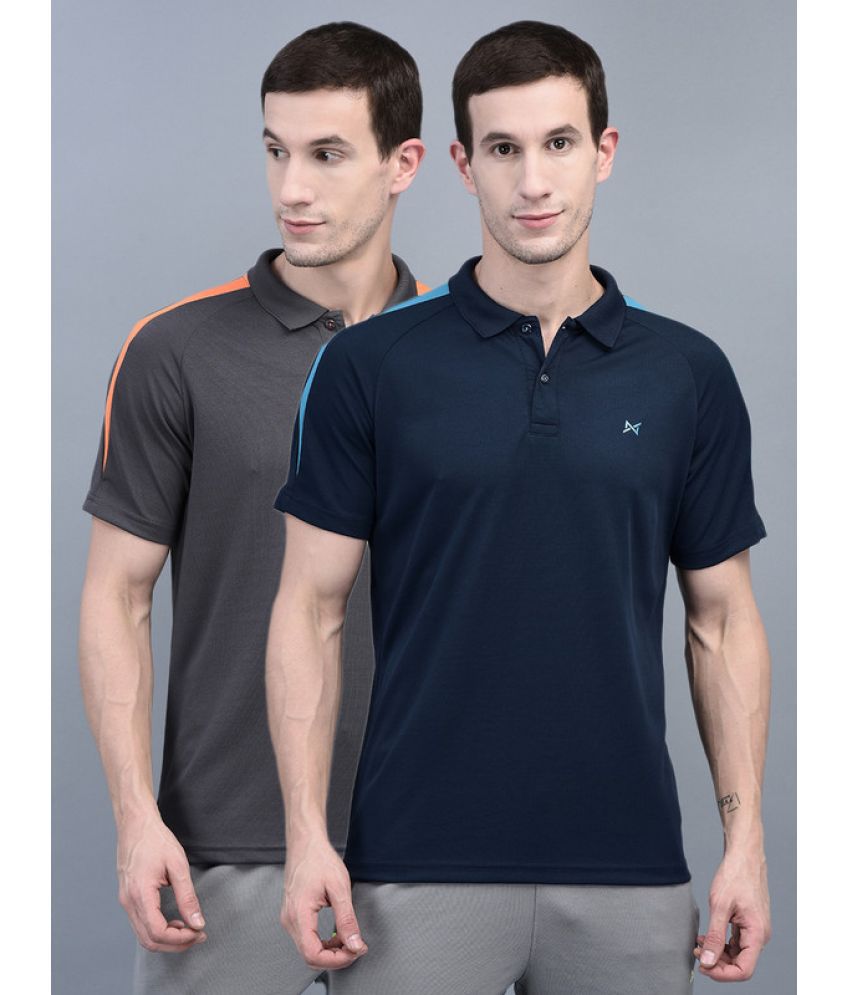     			Force NXT Polyester Regular Fit Solid Half Sleeves Men's Polo T Shirt - Multicolor ( Pack of 2 )