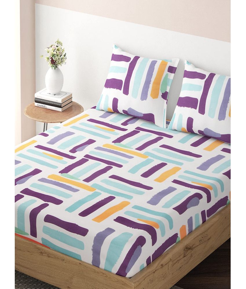     			HOKIPO Microfibre Abstract Fitted Fitted bedsheet with 1 Pillow cover ( Single Bed ) - Multi