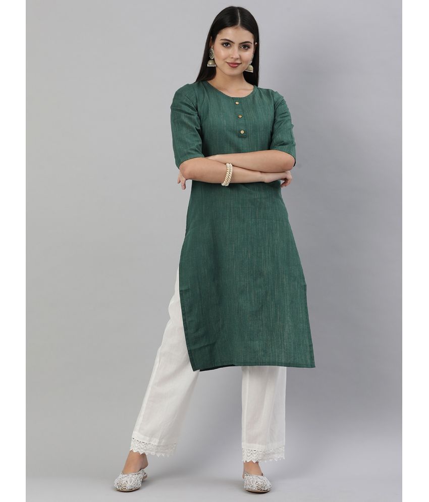     			Hritika Cotton Blend Solid Straight Women's Kurti - Teal ( Pack of 1 )