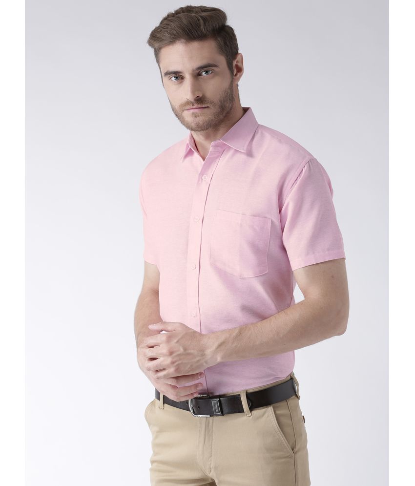    			KLOSET By RIAG 100% Cotton Regular Fit Solids Half Sleeves Men's Casual Shirt - Pink ( Pack of 1 )