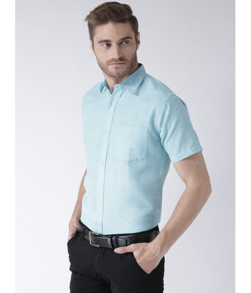     			KLOSET By RIAG 100% Cotton Regular Fit Self Design Half Sleeves Men's Casual Shirt - Light Blue ( Pack of 1 )