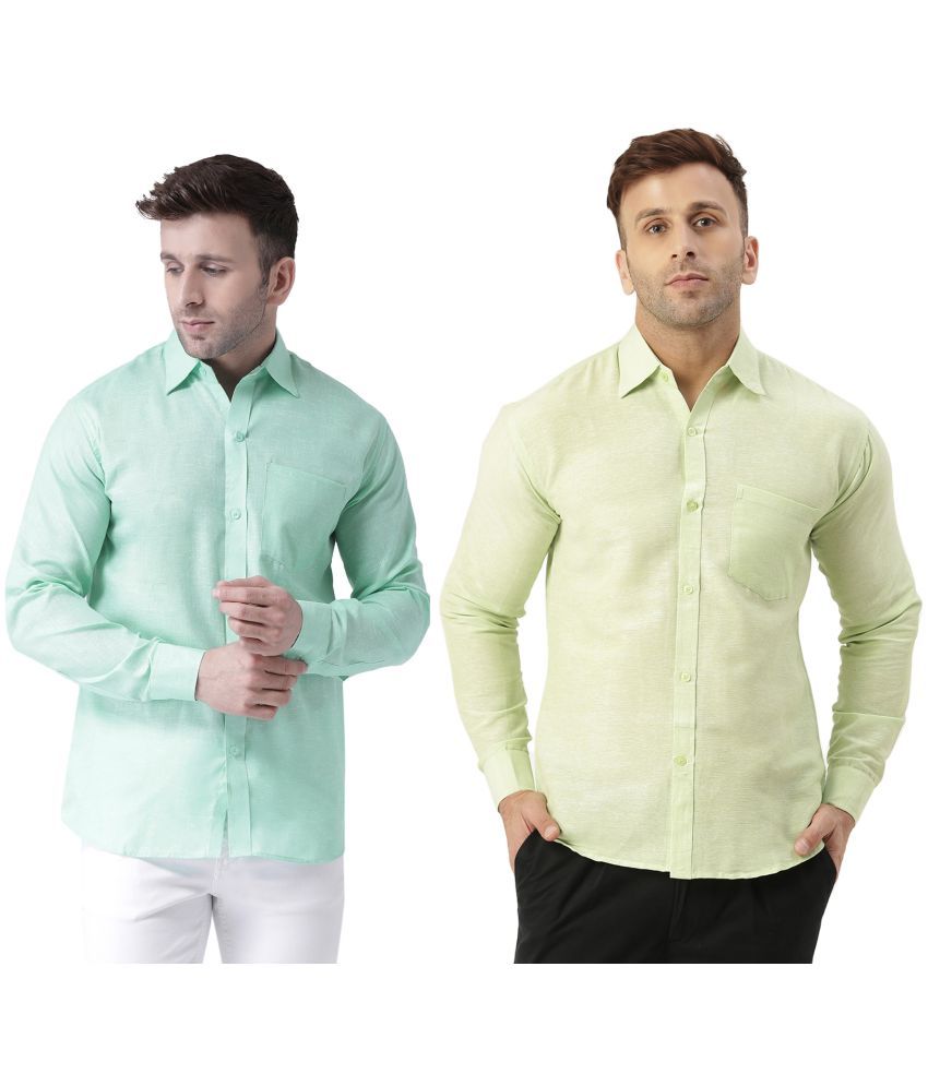     			KLOSET By RIAG 100% Cotton Regular Fit Solids Full Sleeves Men's Casual Shirt - Lime Green ( Pack of 2 )