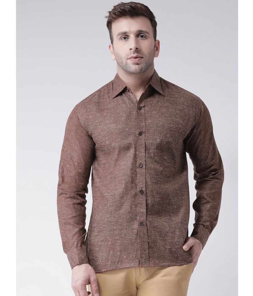     			KLOSET By RIAG 100% Cotton Regular Fit Self Design Full Sleeves Men's Casual Shirt - Coffee ( Pack of 1 )