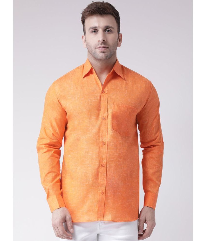     			KLOSET By RIAG 100% Cotton Regular Fit Self Design Full Sleeves Men's Casual Shirt - Fluorescent Orange ( Pack of 1 )