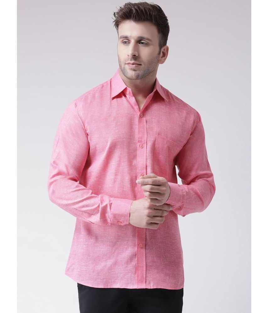     			KLOSET By RIAG 100% Cotton Regular Fit Self Design Full Sleeves Men's Casual Shirt - Pink ( Pack of 1 )