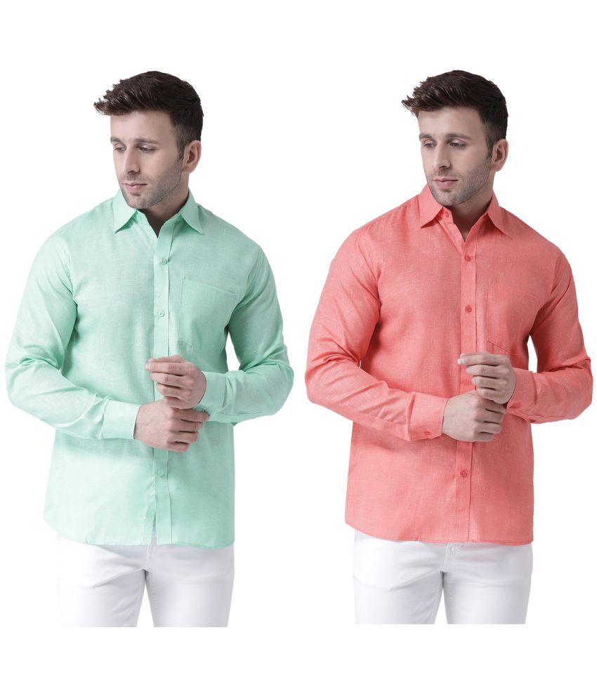     			KLOSET By RIAG 100% Cotton Regular Fit Solids Full Sleeves Men's Casual Shirt - Fluorescent Orange ( Pack of 2 )