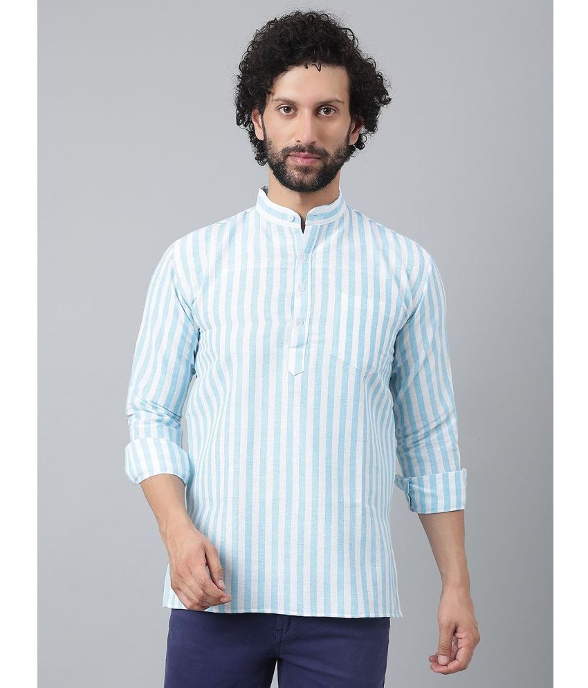     			KLOSET By RIAG - Light Blue Cotton Men's Shirt Style Kurta ( Pack of 1 )