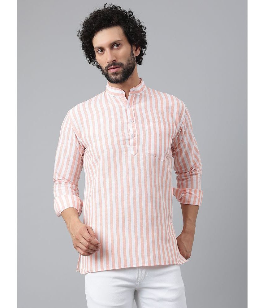     			KLOSET By RIAG - Peach Cotton Men's Shirt Style Kurta ( Pack of 1 )