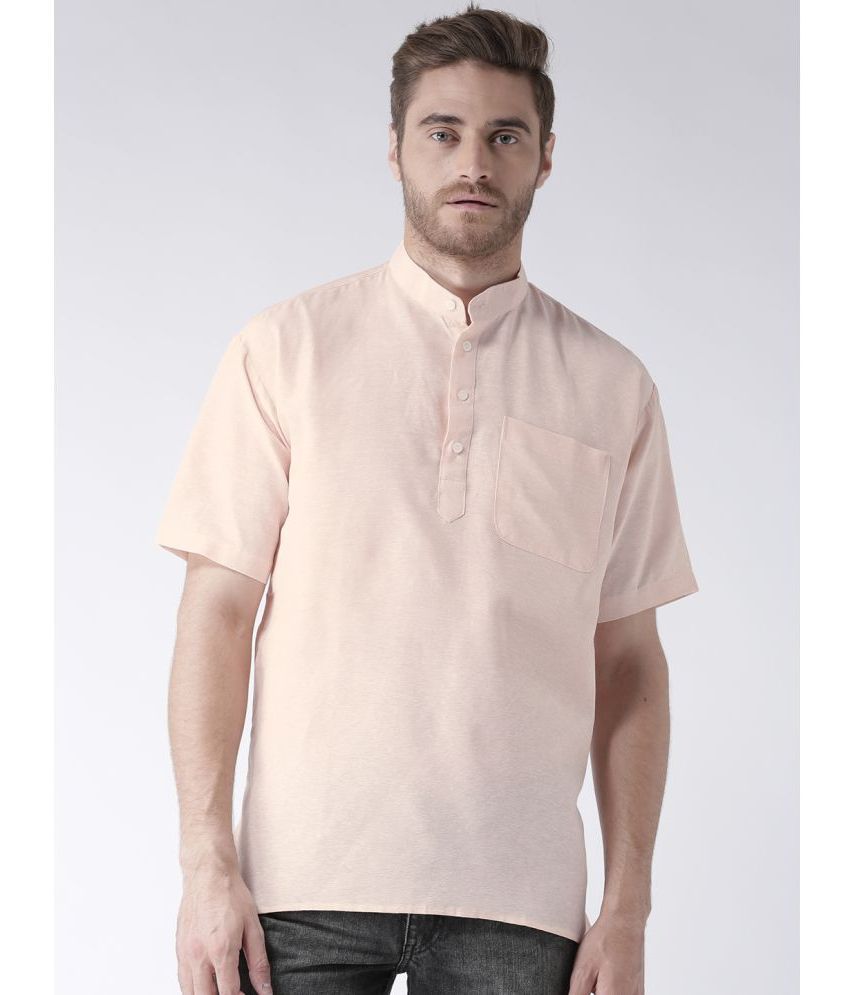     			KLOSET By RIAG - Peach Cotton Men's Shirt Style Kurta ( Pack of 1 )