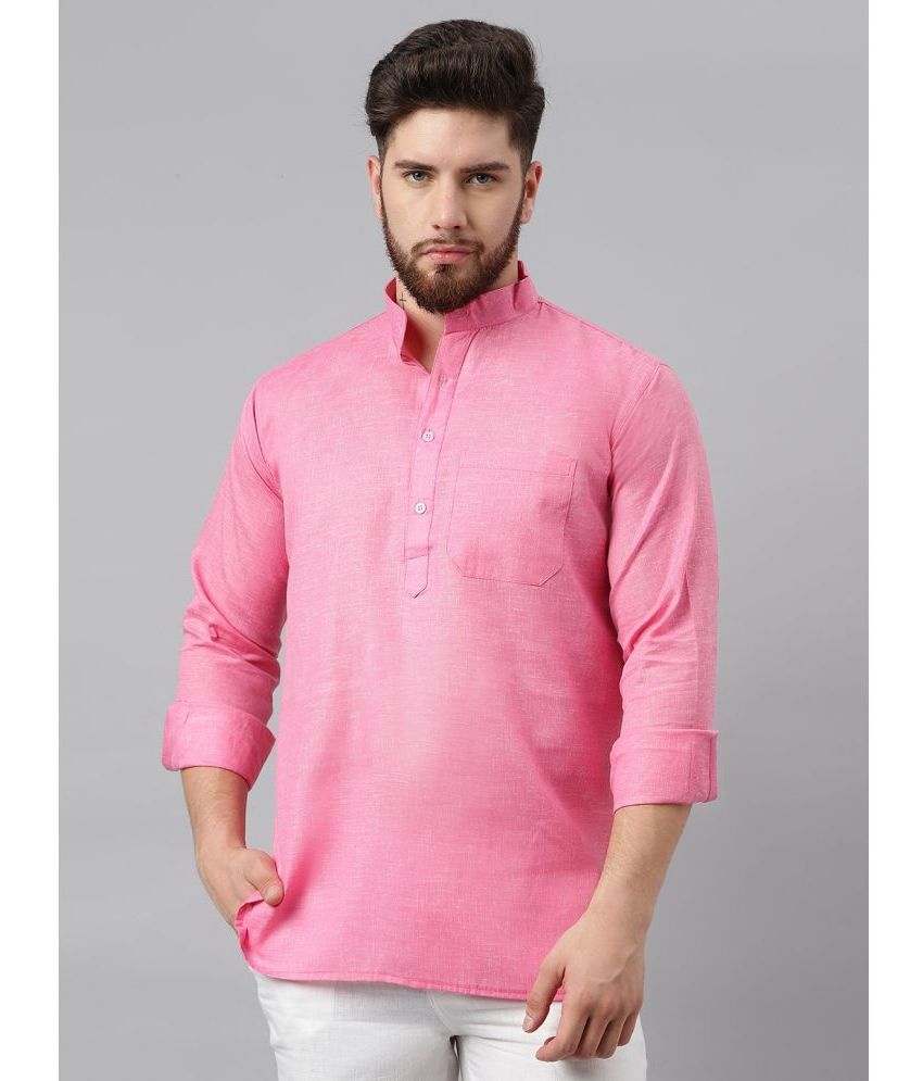     			KLOSET By RIAG - Pink Cotton Men's Shirt Style Kurta ( Pack of 1 )