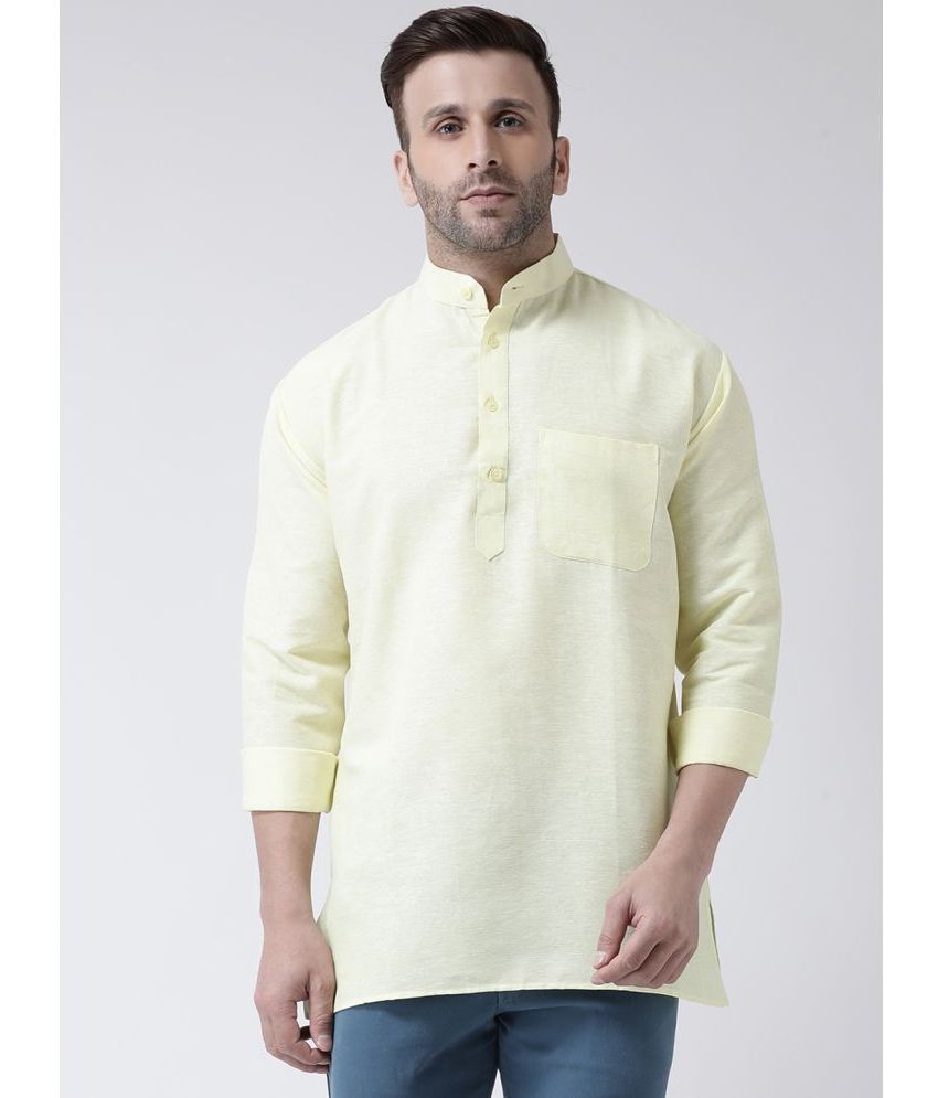     			KLOSET By RIAG - Yellow Cotton Men's Shirt Style Kurta ( Pack of 1 )