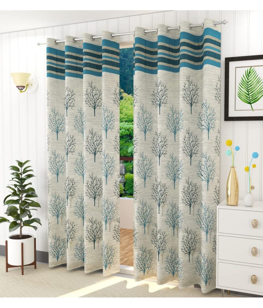     			Kraftiq Homes Embroidered Blackout Eyelet Curtain 5 ft ( Pack of 2 ) - Blue