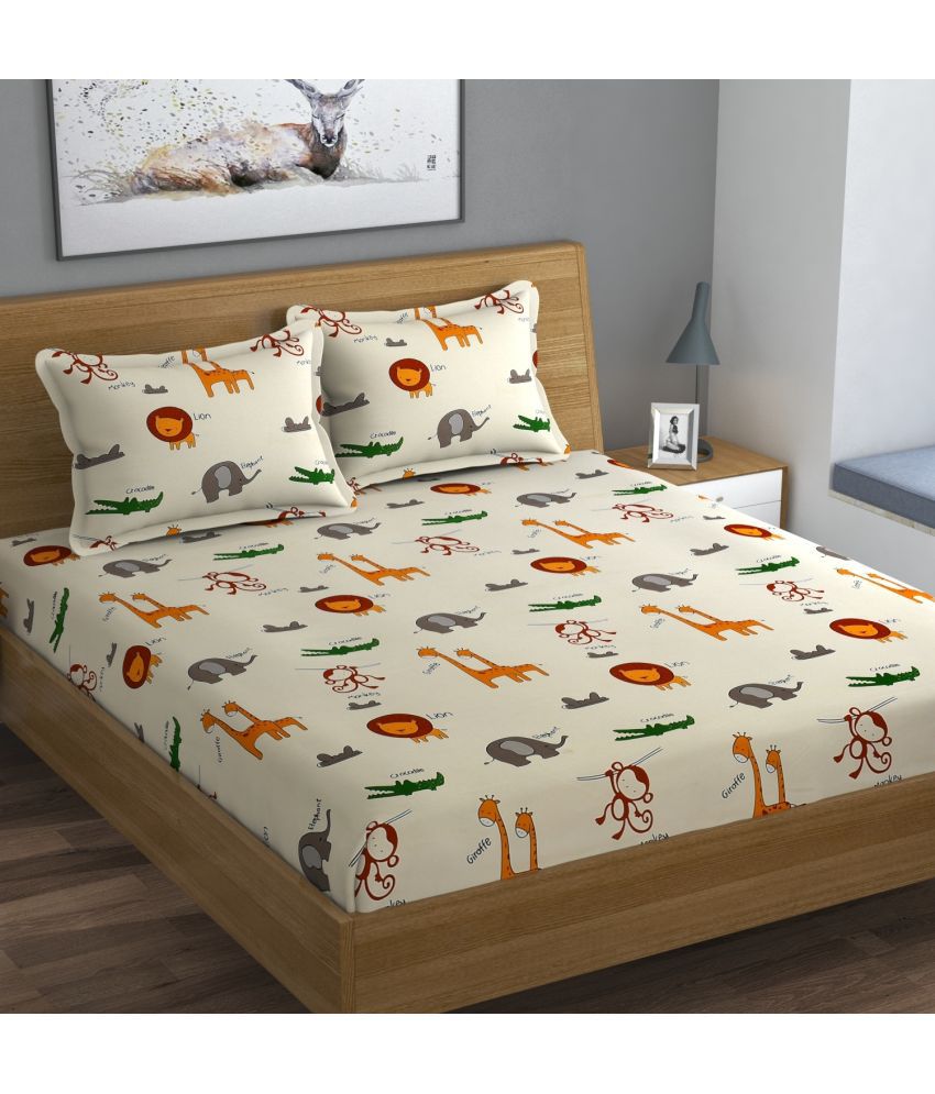     			Nirwana Decor Microfiber Animal Double Bedsheet with 2 Pillow Covers - Multicolor