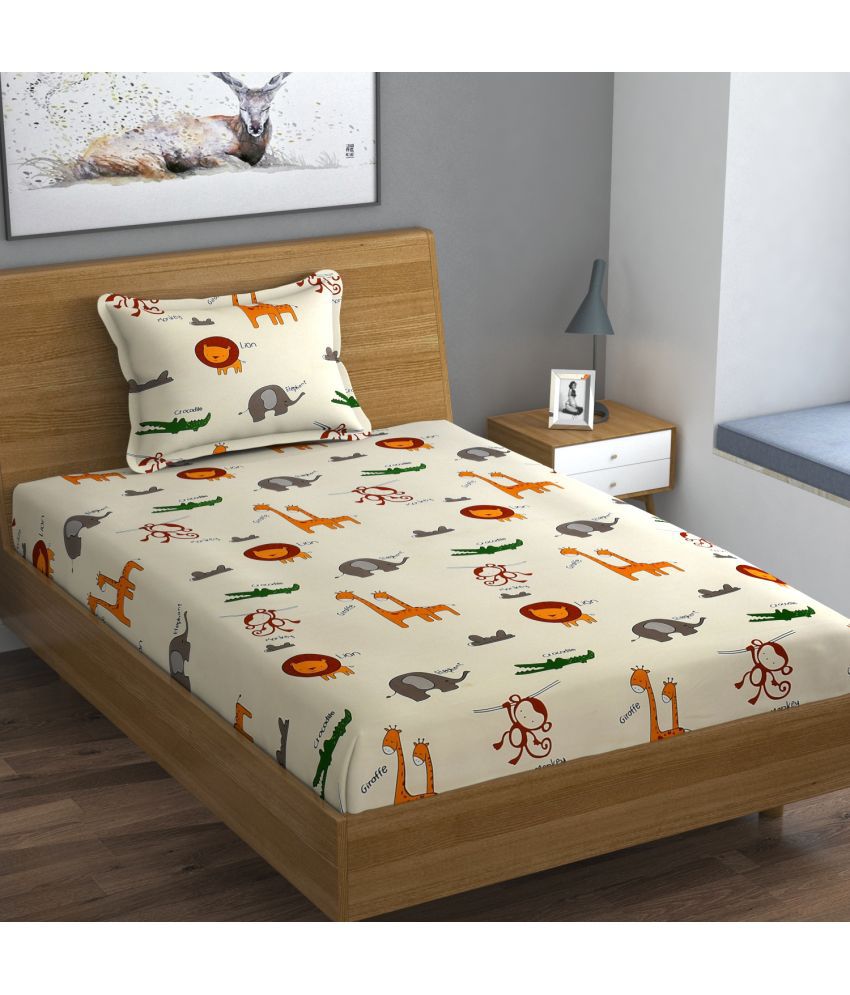     			Nirwana Decor Microfiber Animal Single Bedsheet with 1 Pillow Cover - Multicolor