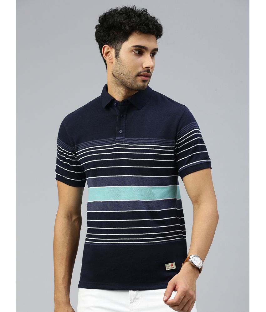     			ONN Cotton Regular Fit Striped Half Sleeves Men's Polo T Shirt - Navy ( Pack of 1 )