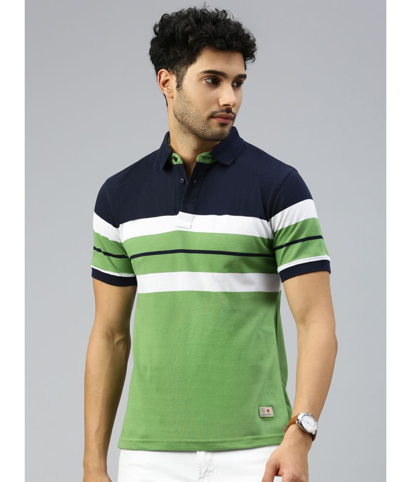     			ONN Cotton Regular Fit Striped Half Sleeves Men's Polo T Shirt - Green ( Pack of 1 )