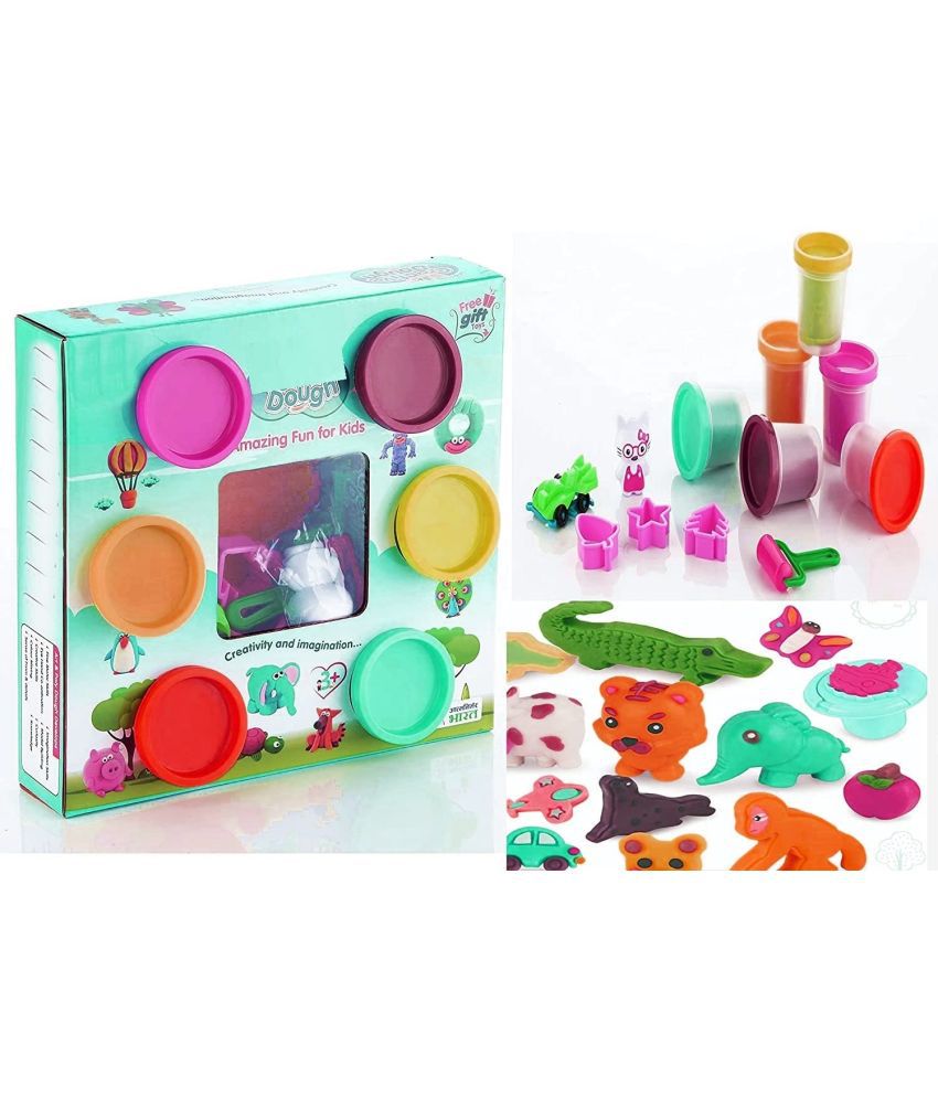     			Play with Dough Fun with Dough Clay 5 Pcs Clay, Children Modeling-Reusable Clay 30Gms x 5 -Pack of 6 with Mold’s