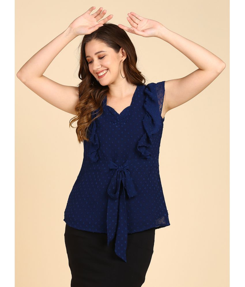     			Prettify Blue Georgette Women's Regular Top ( Pack of 1 )