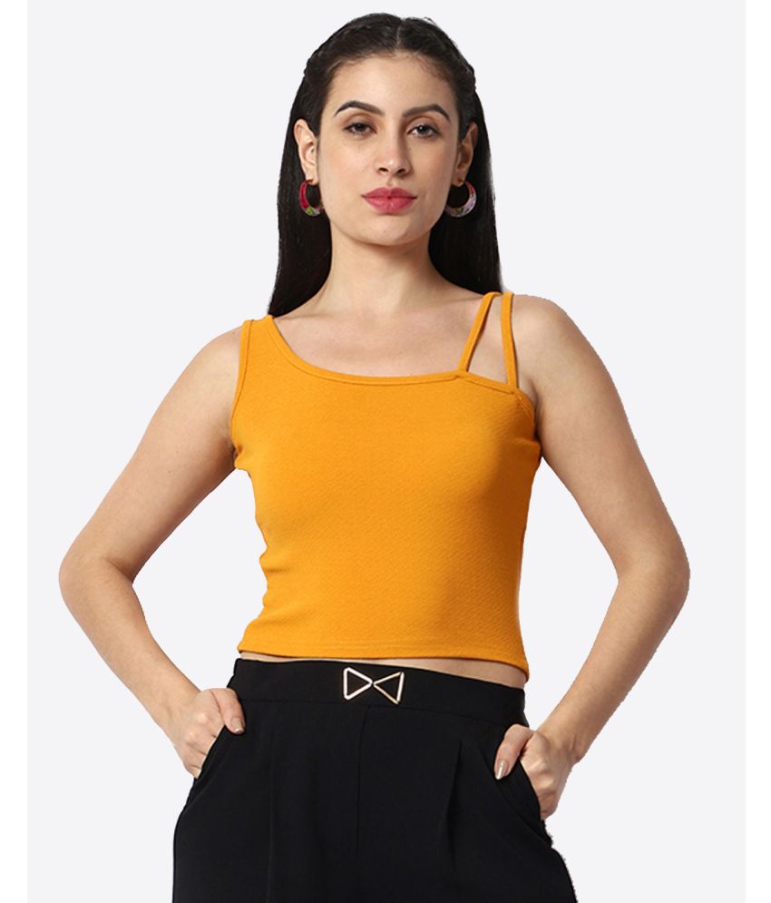     			Prettify Yellow Cotton Blend Women's Crop Top ( Pack of 1 )