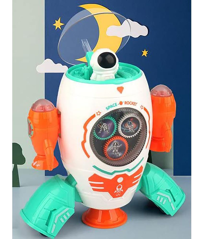     			RAINBOW RIDERS  Musical Toy for Kids Space Rocket Dancing Robot | Lights & Music | Amazing Sound | Moving Gears | 360 Degree Rotation Toys for Boys & Girls  Age 2, 3, 4, 5, 6, 7, 8 Plastic Multicolour Musical Battery Operated Toy