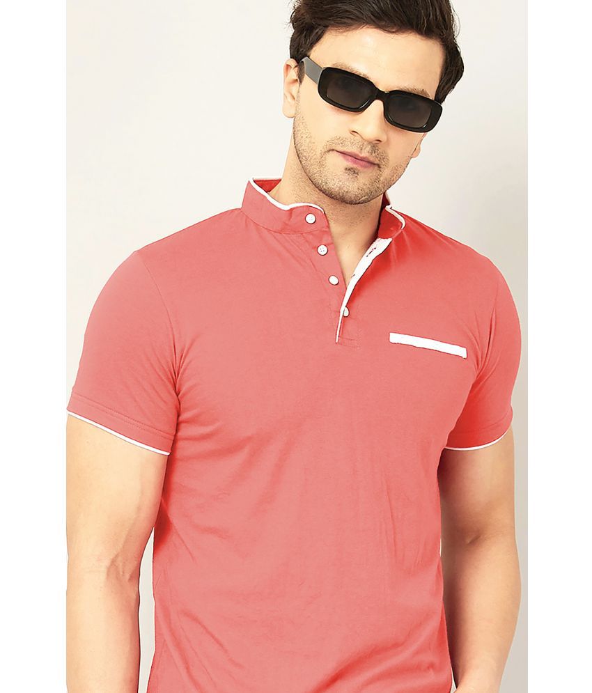     			AUSK Cotton Blend Regular Fit Solid Half Sleeves Men's T-Shirt - Peach ( Pack of 1 )