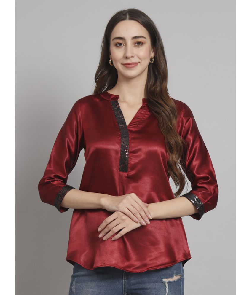     			Curvydrobe Maroon Satin Women's A-Line Top ( Pack of 1 )