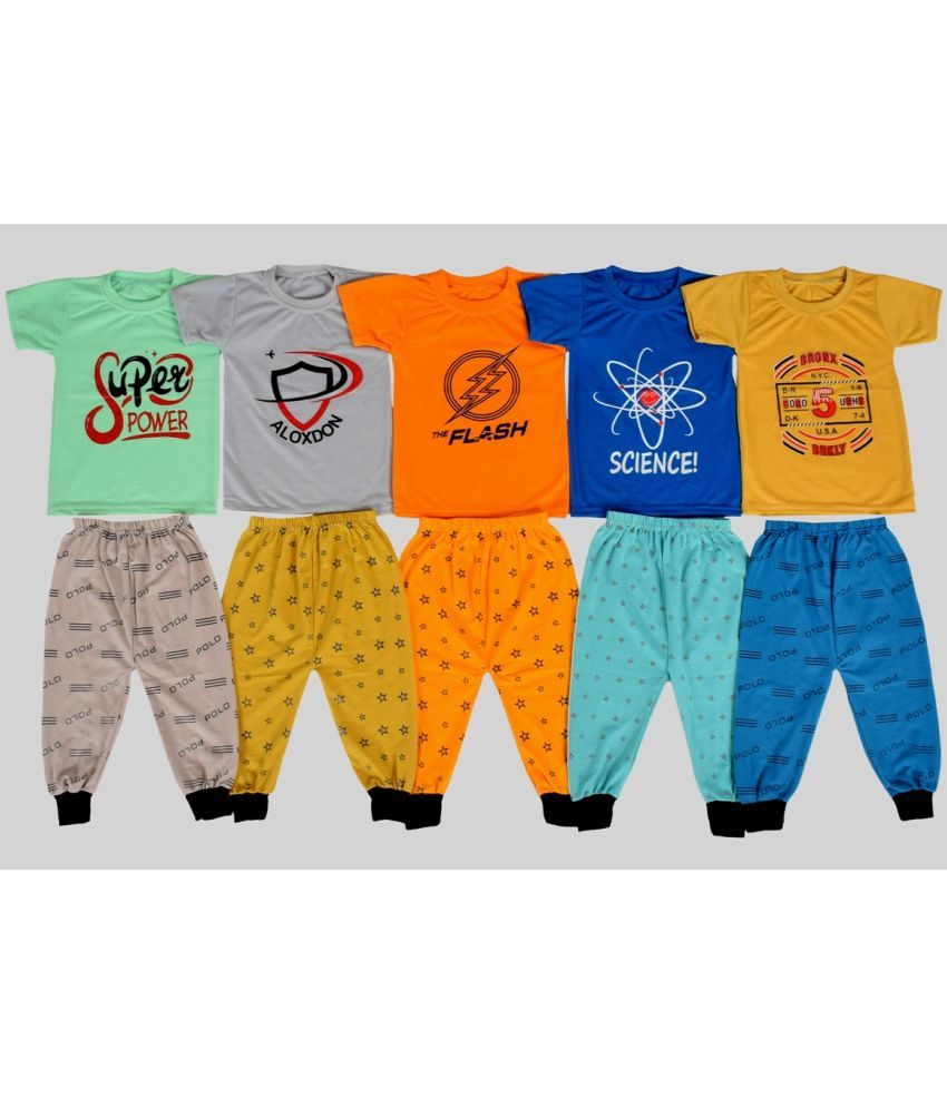     			DIAMOND EXPORTER Multicolor Cotton Blend Boys T-Shirt & Trackpants ( Pack of 5 )