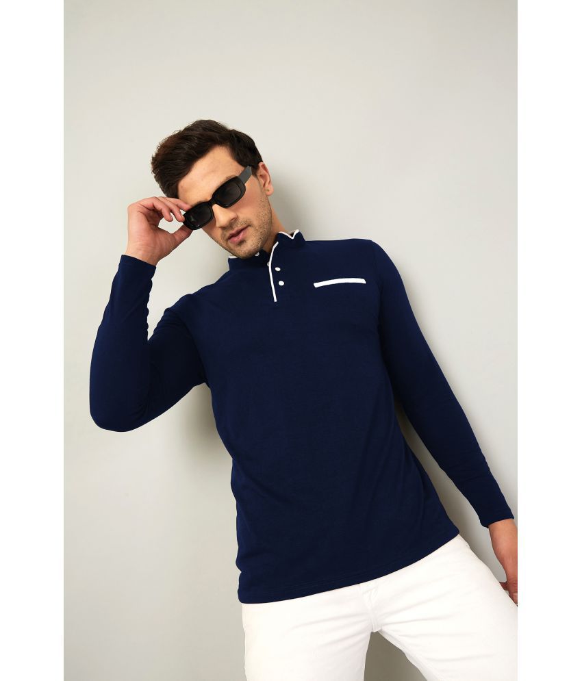     			GESPO Cotton Blend Regular Fit Solid Full Sleeves Men's T-Shirt - Blue ( Pack of 1 )
