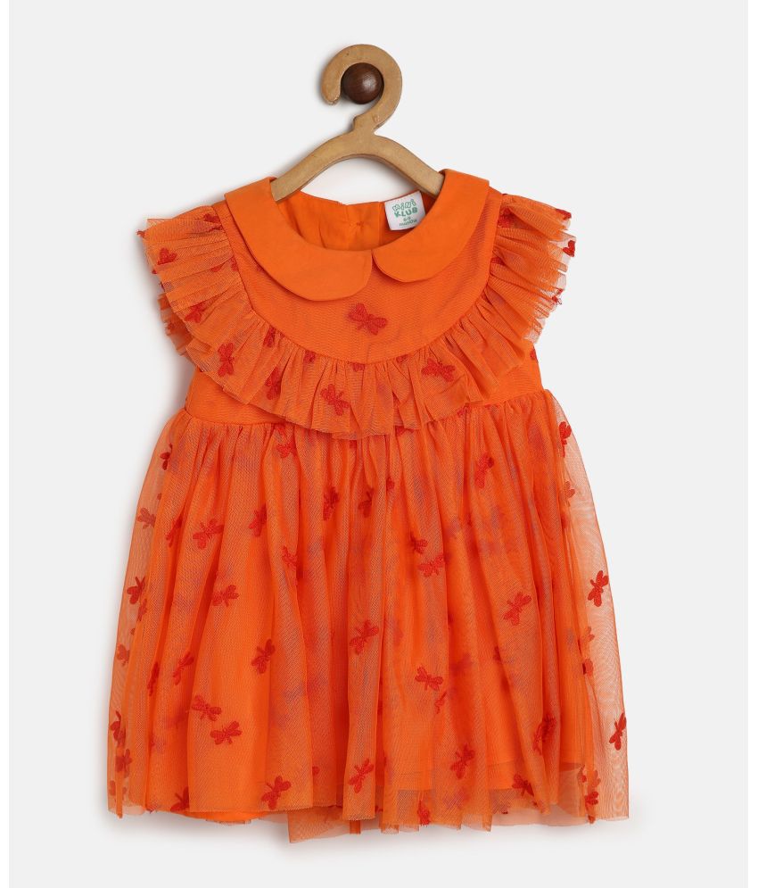     			MINI KLUB Orange Cotton Baby Girl Dress ( Pack of 1 )