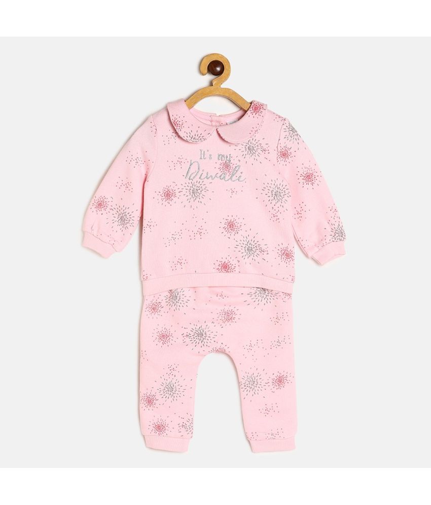     			MINI KLUB Pink Cotton Baby Girl Top & Trouser ( Pack of 1 )