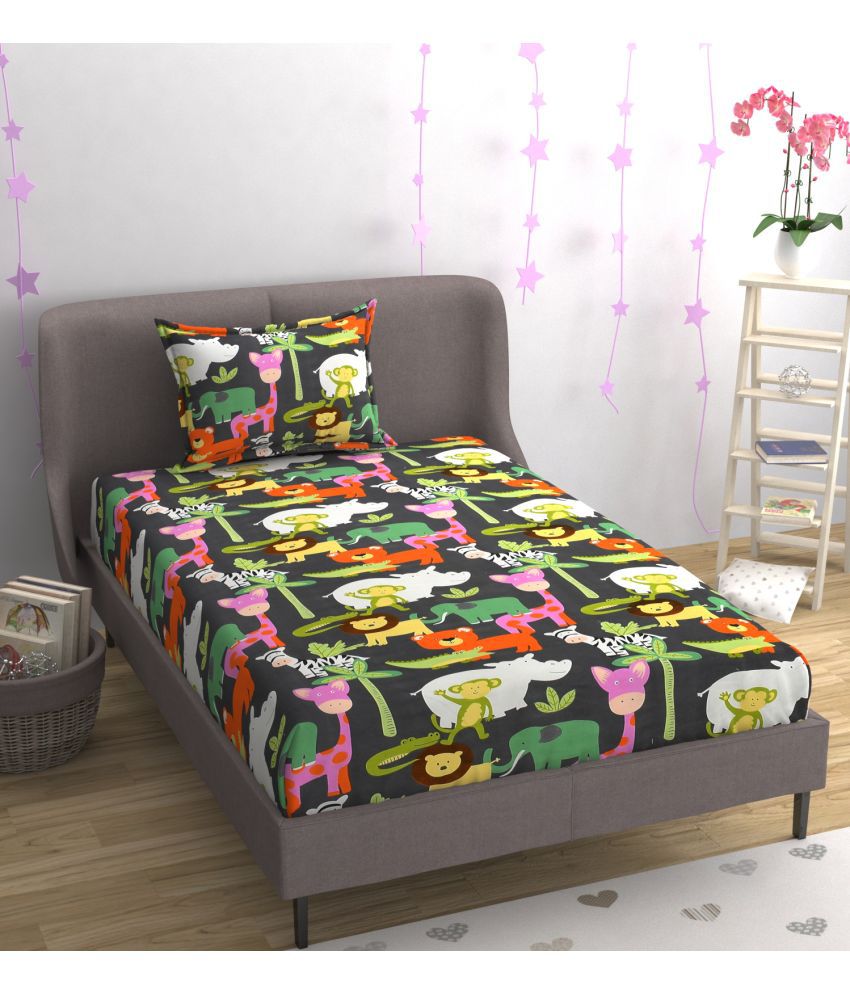     			Nirwana Decor Cotton Abstract 1 Bedsheet with 1 Pillow Cover - Multi