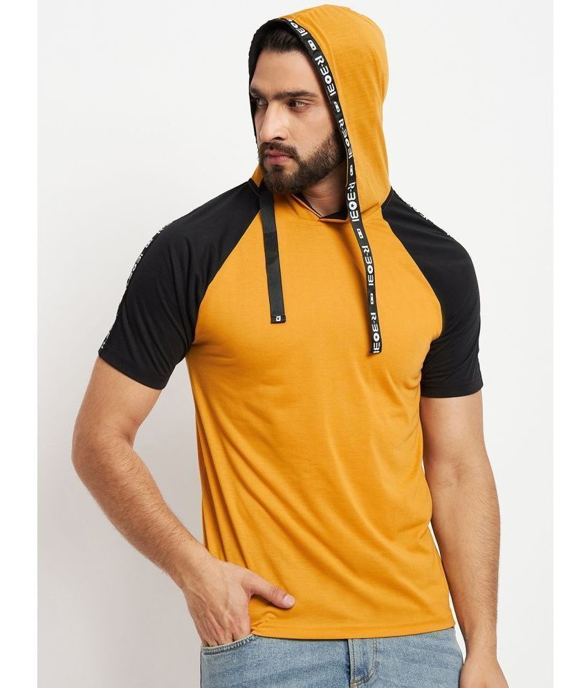     			RELANE Cotton Blend Regular Fit Colorblock Half Sleeves Men's T-Shirt - Mustard ( Pack of 1 )
