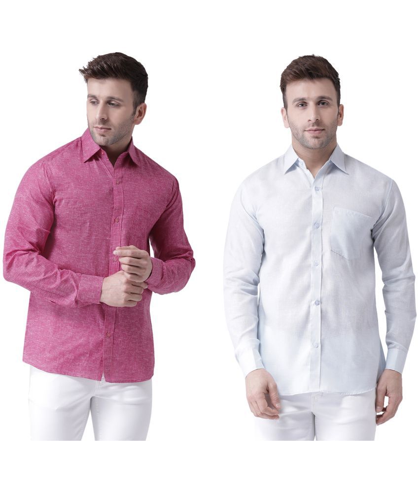     			RIAG 100% Cotton Regular Fit Self Design Full Sleeves Men's Casual Shirt - Off-White ( Pack of 2 )