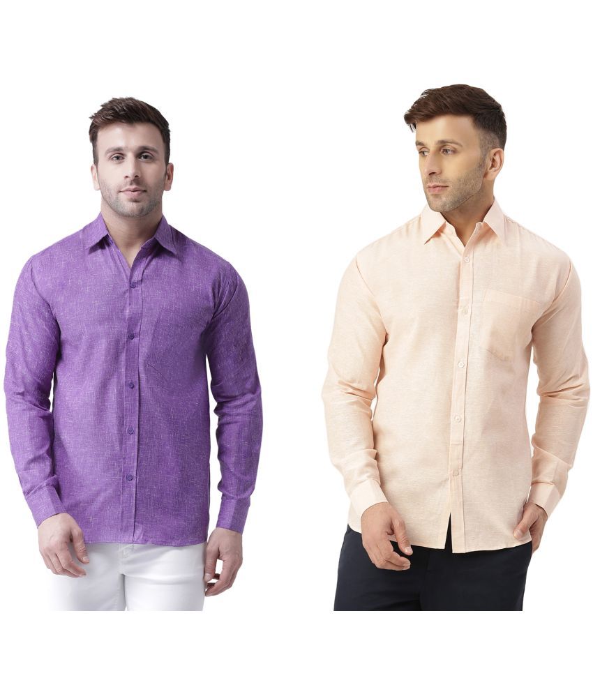     			RIAG 100% Cotton Regular Fit Self Design Full Sleeves Men's Casual Shirt - Peach ( Pack of 2 )